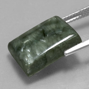 Serafinita Verde natural de 10.46 ct, Corte Baguette, Opaco