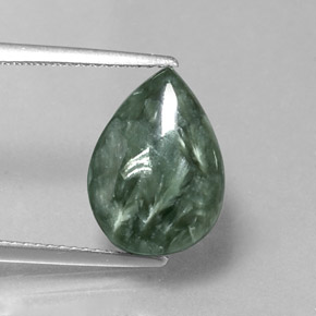 Serafinita verde natural de 5,31 ct, en forma de pera, opaco