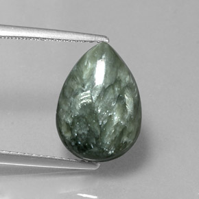 Serafinita verde natural de 4,68 ct, en forma de pera, opaco