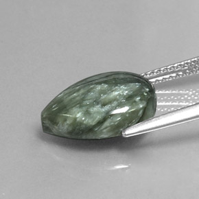 Serafinita verde natural de 4,68 ct, en forma de pera, opaco