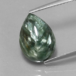 Serafinita verde natural de 3,20 ct, en forma de pera, opaco