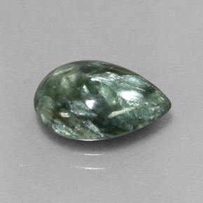 Serafinita verde natural de 3,20 ct, en forma de pera, opaco