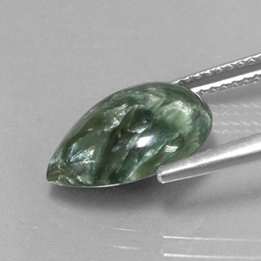 Serafinita verde natural de 3,20 ct, en forma de pera, opaco