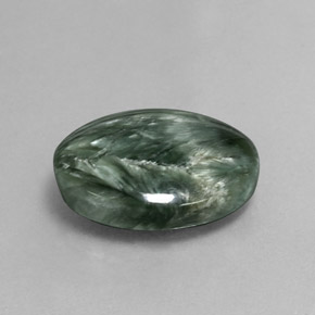 Serafinita verde natural de 6,11 ct, corte óvalo, opaco