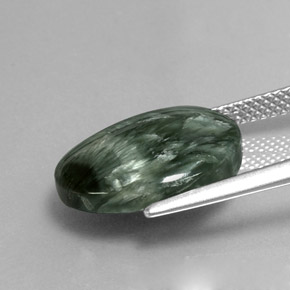 Serafinita verde natural de 6,11 ct, corte óvalo, opaco