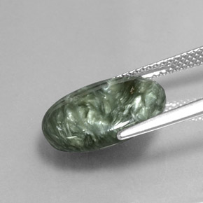 Serafinita verde natural de 6,11 ct, corte óvalo, opaco