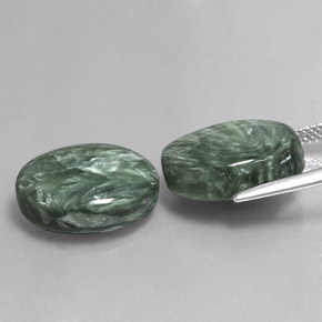 Gemas de Serafinita Verde natural de  ct, Corte Óvalo, Opaco