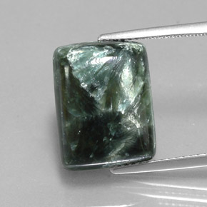 Serafinita verde natural de 9,56 ct, baguette, opaco