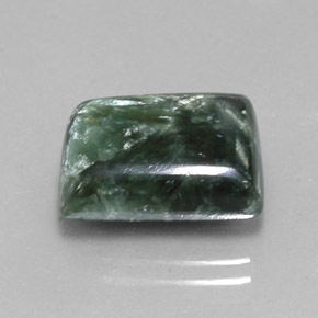 Serafinita verde natural de 9,56 ct, baguette, opaco