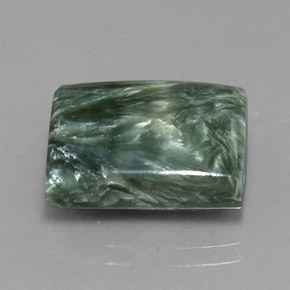 Serafinita verde natural de 10,42 ct, baguette, opaco