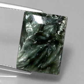 Serafinita Verde natural de 12.12 ct, Corte Baguette, Opaco