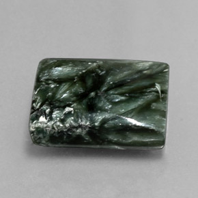 Serafinita Verde natural de 12.12 ct, Corte Baguette, Opaco