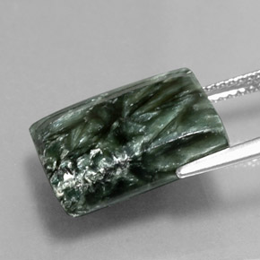 Serafinita Verde natural de 12.12 ct, Corte Baguette, Opaco