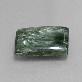 Serafinita verde natural de 6,56 ct, baguette, opaco