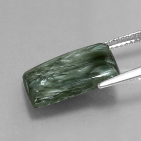 Serafinita verde natural de 6,56 ct, baguette, opaco