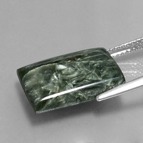 Serafinita Verde natural de 8.50 ct, Corte Baguette, Opaco