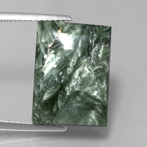 Serafinita Verde natural de 11.92 ct, Corte Baguette, Opaco