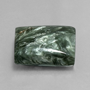 Serafinita Verde natural de 11.92 ct, Corte Baguette, Opaco