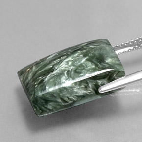 Serafinita Verde natural de 11.92 ct, Corte Baguette, Opaco