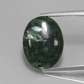 Serafinita Verde natural de 6.46 ct, Corte Óvalo, Opaco