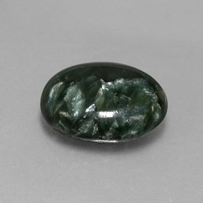 Serafinita Verde natural de 6.46 ct, Corte Óvalo, Opaco