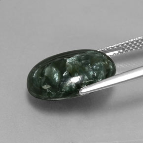 Serafinita Verde natural de 6.46 ct, Corte Óvalo, Opaco