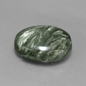 Serafinita verde natural de 8,08 ct, corte óvalo, opaco