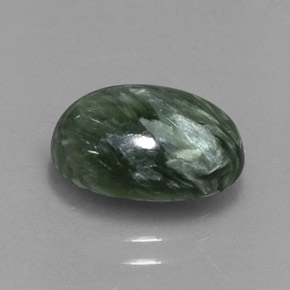 Serafinita verde natural de 3,12 ct, corte óvalo, opaco