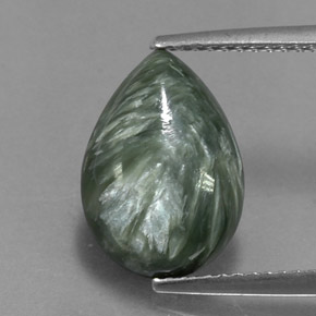 Serafinita Verde natural de 3.93 ct, En forma de pera, Opaco