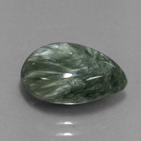 Serafinita Verde natural de 3.93 ct, En forma de pera, Opaco