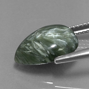 Serafinita Verde natural de 3.93 ct, En forma de pera, Opaco