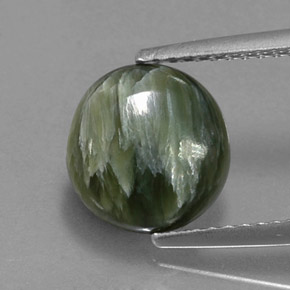 Serafinita verde natural de 2,00 ct, corte redondo, opaco