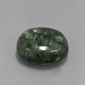 Serafinita Verde natural de 6.14 ct, Corte Óvalo, Opaco