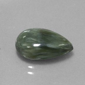 Serafinita verde natural de 3,48 ct, en forma de pera, opaco