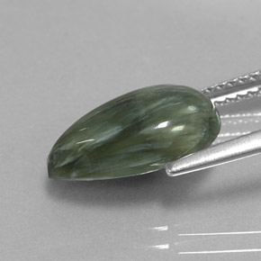 Serafinita verde natural de 3,48 ct, en forma de pera, opaco