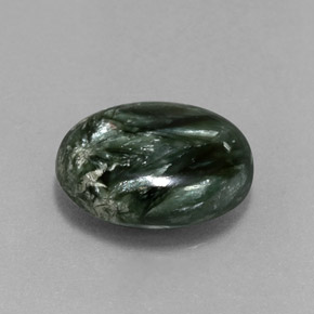 Serafinita verde natural de 5,08 ct, corte óvalo, opaco