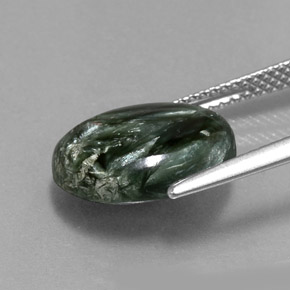 Serafinita verde natural de 5,08 ct, corte óvalo, opaco