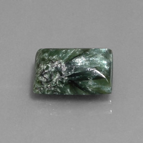 Serafinita verde natural de 3,68 ct, baguette, opaco
