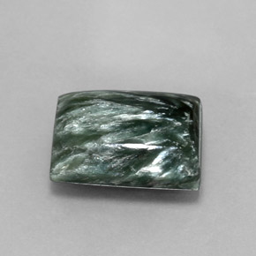 Serafinita verde natural de 5,99 ct, baguette, opaco
