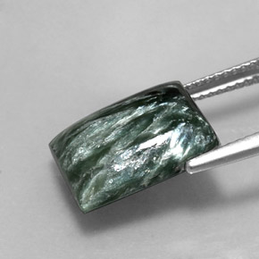 Serafinita verde natural de 5,99 ct, baguette, opaco