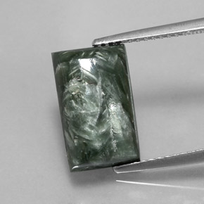 Serafinita Verde natural de 5.26 ct, Corte Baguette, Opaco