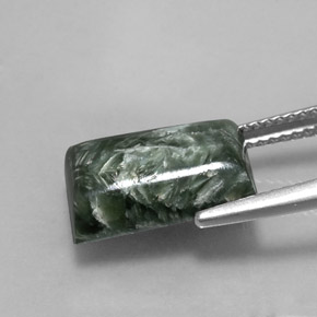 Serafinita Verde natural de 5.26 ct, Corte Baguette, Opaco