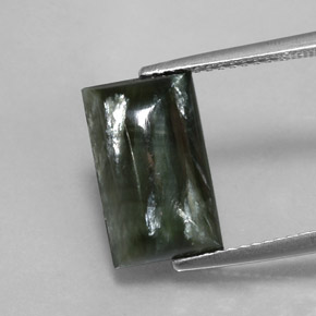 Serafinita Verde natural de 4.33 ct, Corte Baguette, Opaco