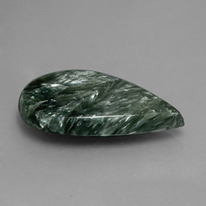 Serafinita verde natural de 19,58 ct, en forma de pera, opaco