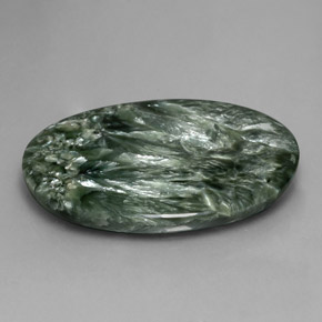 Serafinita Verde natural de 47.17 ct, Corte Óvalo, Opaco