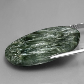 Serafinita Verde natural de 47.17 ct, Corte Óvalo, Opaco