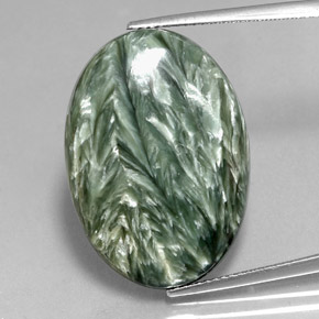 Serafinita Verde natural de 23.76 ct, Corte Óvalo, Opaco
