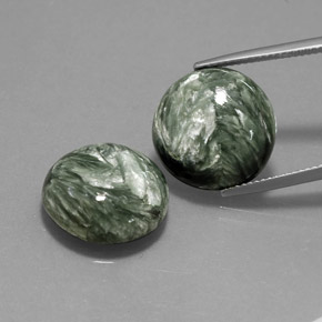 Gemas de serafinita verde natural de 20,65 ct, corte redondo, opaco