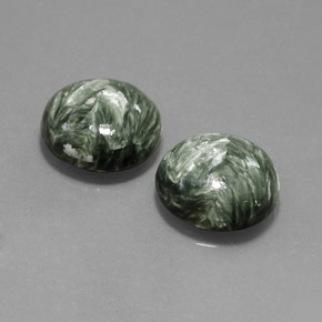 Gemas de serafinita verde natural de 20,65 ct, corte redondo, opaco