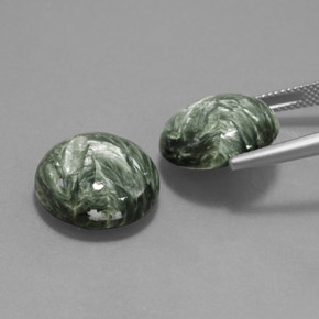 Gemas de serafinita verde natural de 20,65 ct, corte redondo, opaco